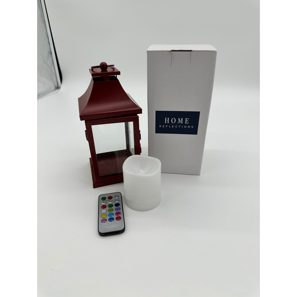 Home Reflections Lantern with Remote LED Flameless Candle Red 9 inch